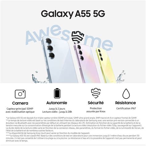 Samsung Galaxy A55 5g Lilas 8 Go 128 Go Mobile And Smartphone