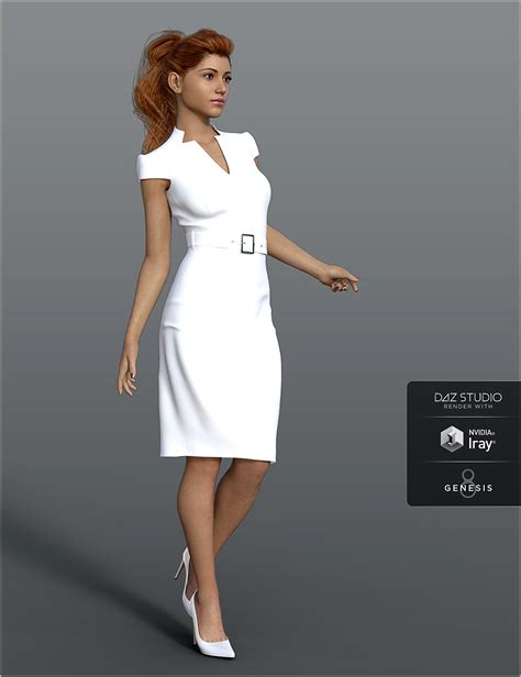 Dforce Handc Belted Office Dress Outfit For Genesis 8 Females Daz 3d