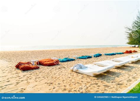 Beach Bean Bag With Sea Background Stock Image Image Of Ocean