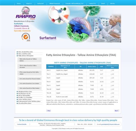 Rimpro Has Wide Range Of Fatty Amine Ethoxylates Like Tallow Amine