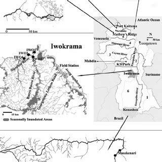 Map of Guyana and sample sites with Mining Districts labeled (for ...