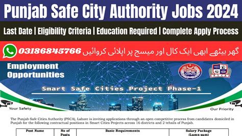 Punjab Safe City Authority Jobs 2024 PSCA Jobs 2024 Punjab Govt