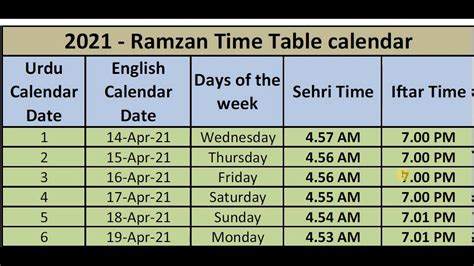 2021 Ramadan Time Table 2021 Ramzan Time Table Youtube