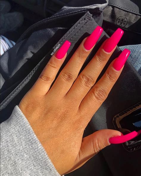 Hot Pink 😍🔥 Neon Acrylic Nails Pink Acrylic Nails Crystal Nails