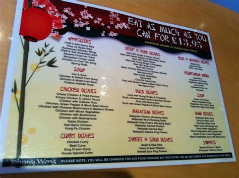 Menu At Johnny Wongs Chinese Restaurant Air Conditioning Restaurant