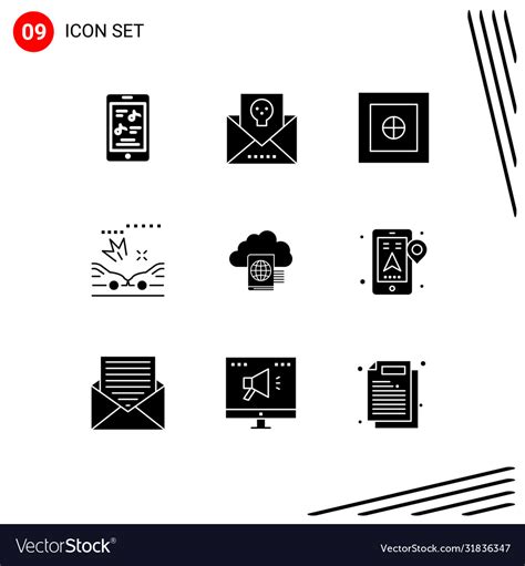 Group Solid Glyphs Signs And Symbols For Vector Image