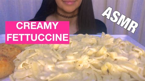 ASMR Eating CREAMY FETTUCCINE ALFREDO W CHEESY BISCUITS MUKBANG