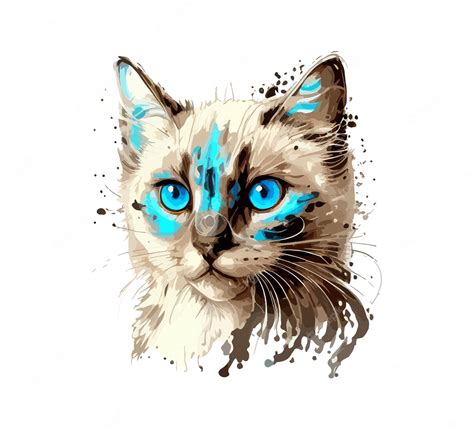 Premium Vector | Blue eyed cat vector illustration desing