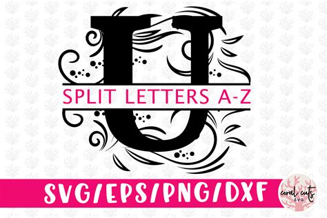 Floral Split Alphabet Monogram Svg EPS DXF PNG File