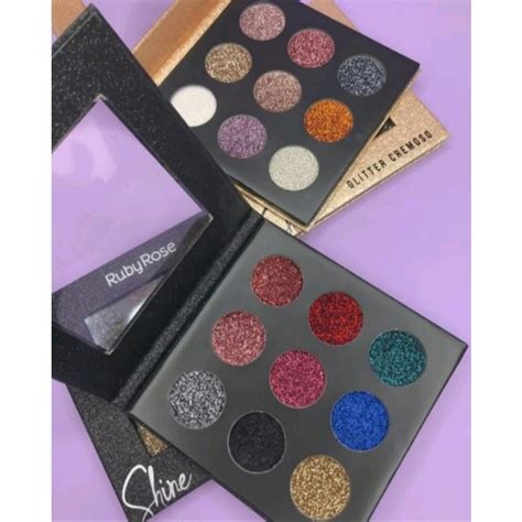 Paleta De Sombras Glitter Cremoso Shine Ruby Rose Shopee Brasil