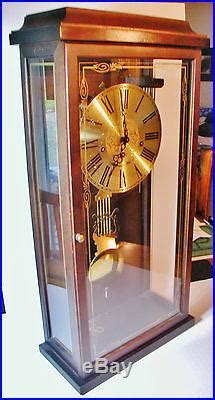 Rare Tall Elgin Welby Westminster Chime Wall Mantel Clock In Glass Case