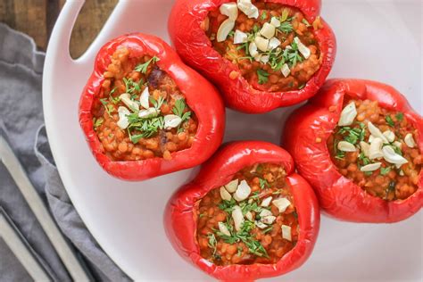 Curry Stuffed Peppers Lentil Coconut Curry Vegan Plant Based Recipe