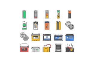 Battery Power Energy Electric Car Icons Graphic By Stockvectorwin