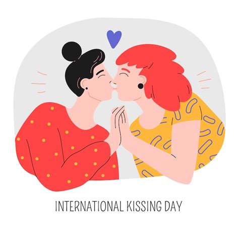 Ilustra O Org Nica Plana Internacional Do Dia Do Beijo Vetor Gr Tis