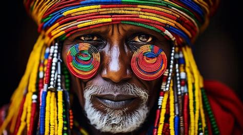 Premium Photo | Portrait of maasai mara man with traditional colorful ...