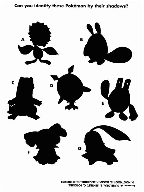 Pokemon Guess The Shadow Coloring Pages & coloring book.