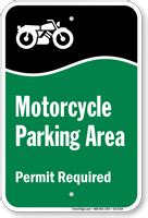 Motorcycle Parking Area Permit Required Sign, SKU: K2-0119