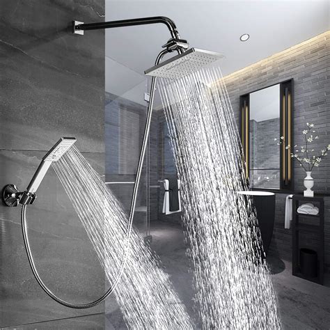 Buy BRIGHT SHOWERS Dual Shower Head Combo 8 Inch Square Rain Shower