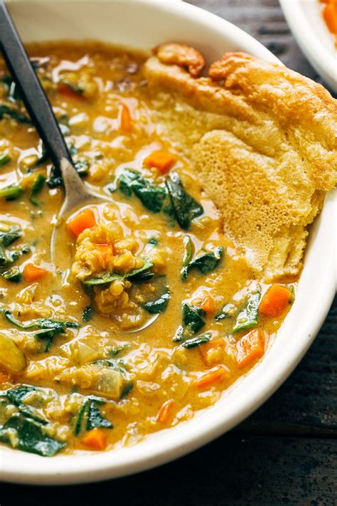 Smoky Red Lentil Soup With Spinach Recipe Pinch Of Yum