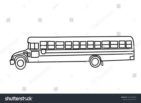 School Bus Outline Coloring Stock Vector (Royalty Free) 1801390945 ...