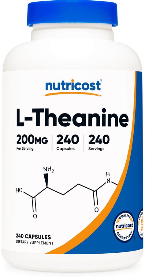 Nutricost L Theanine 200mg 240 Capsules Double Strength Supplement