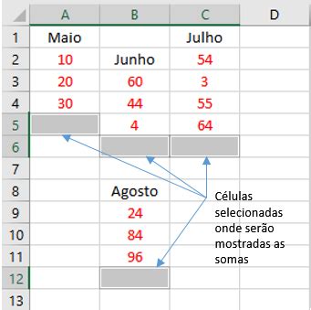 Como Fazer Auto Soma Em V Rias C Lulas No Excel Usando M Ltipla Sele O