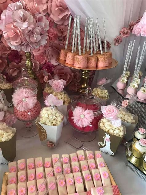 Pink Gold White And Roses Bridalwedding Shower Party Ideas Photo