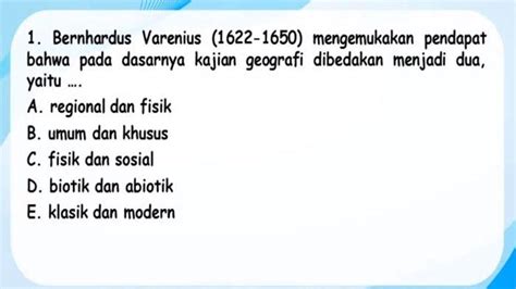 Soal Penilaian Harian Kunci Jawaban Geografi Kelas Sma Ma Materi