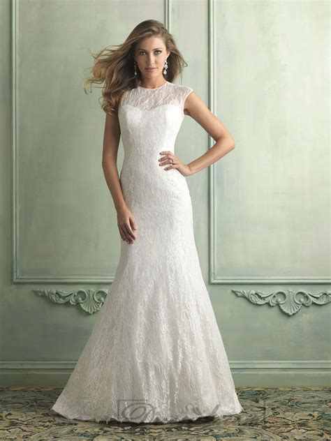 High Neckline Trumpet Mermaid Wedding Dresses With Keyhole Back