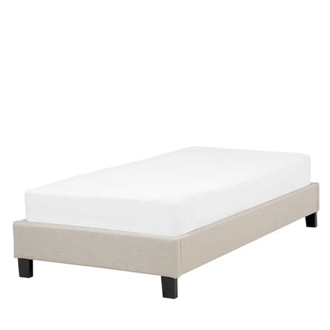 Cama Individual Tapizada Beige 90 X 200 Cm Con Somier Sin Cabecero