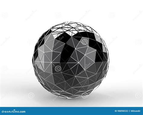 Black Metal Construct Sphere Stock Illustration Illustration Of