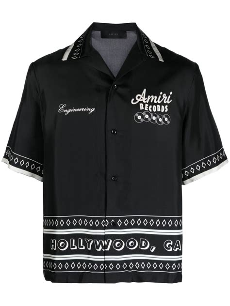 Amiri Records Graphic Print Silk Shirt Farfetch