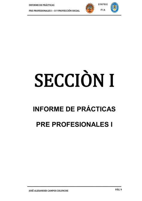 Informe De Practicas Pre Profesionales Y Proyección Social Pdf