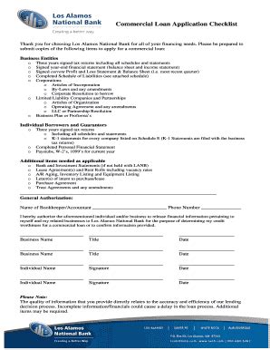 Fillable Online Commercial Loan Application Checklist Fax Email Print