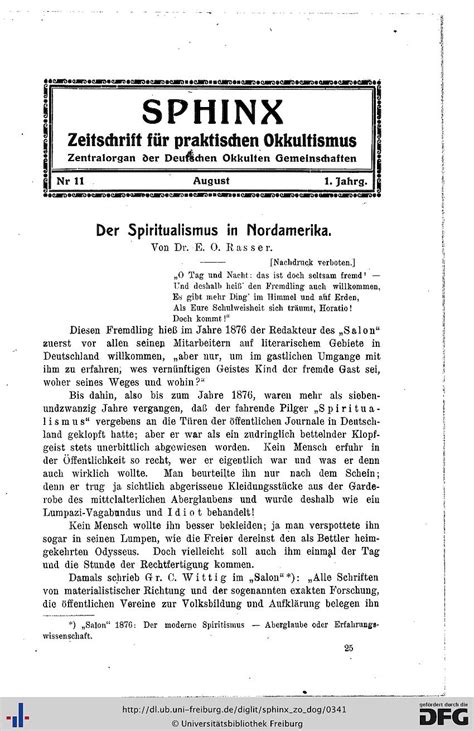 Sphinx Zeitschrift F R Praktischen Okkultismus Zentralorgan Der