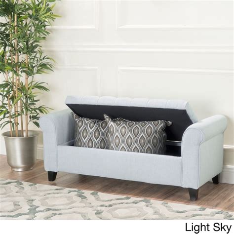 Rent To Own Keiko Contemporary Rolled Arm Fabric Storage Ottoman Bench