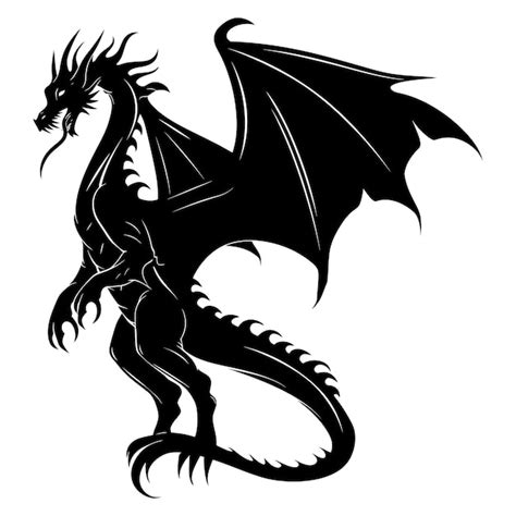 Premium Vector Silhouette Wyvern Black Color Only Full Body