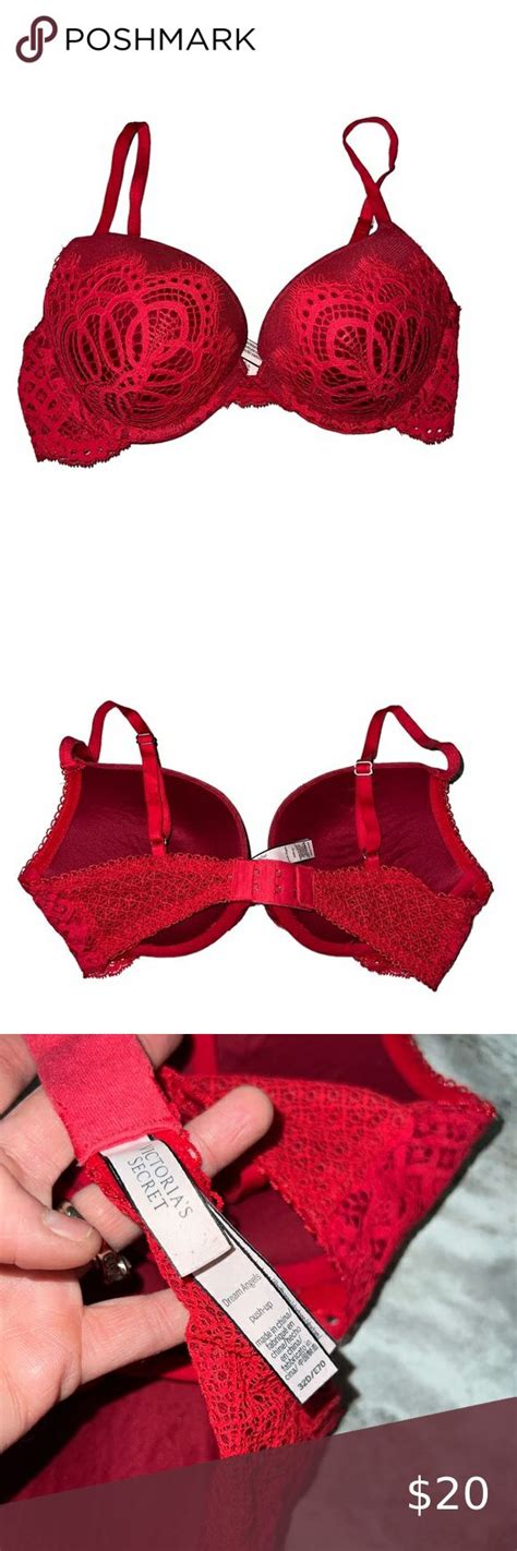 Victoria Secret Dream Angels Push Up 32d Red Lace Bra Red Lace Bra Bra