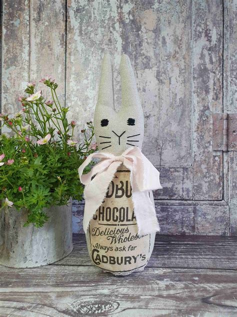 Primitive Grain Sack Chocolate Easter Bunny Dec Folksy