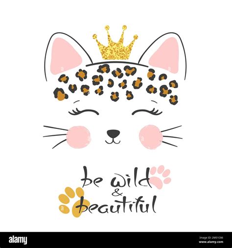 Peque A Cabeza De Leopardo Lindo Ilustraci N Vectorial Estampado De