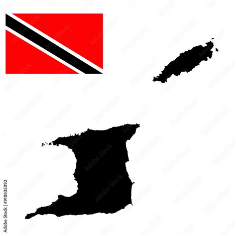 Republic Of Trinidad And Tobago Map Vector Silhouette Illustration Isolated On White Background