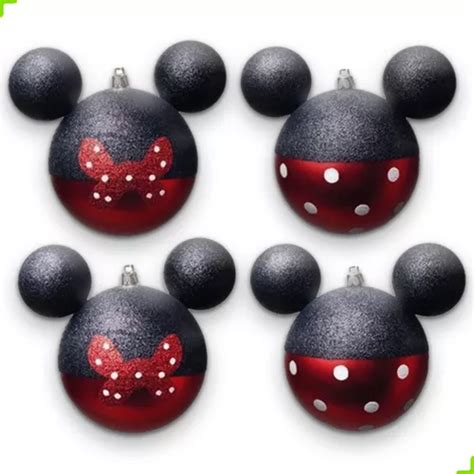 Bolas De Natal Disney Mickey Ouro Preta Vermelha Cm Cromus Cor Preto