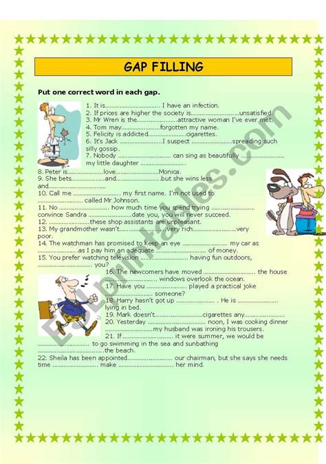 Gap Filling Esl Worksheet By Ania Z