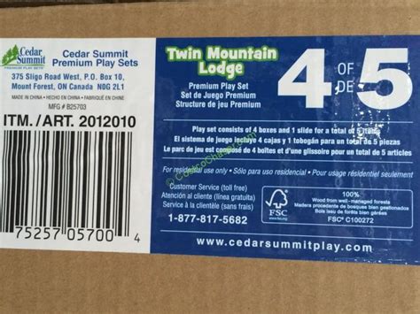 Costco 2012010 Solowave Twin Mountain Lodge 2slide Cedar Playset Box
