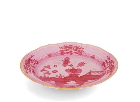 Plat De Service Ovale Porcelaine Rose Pourpre Ginori 1735