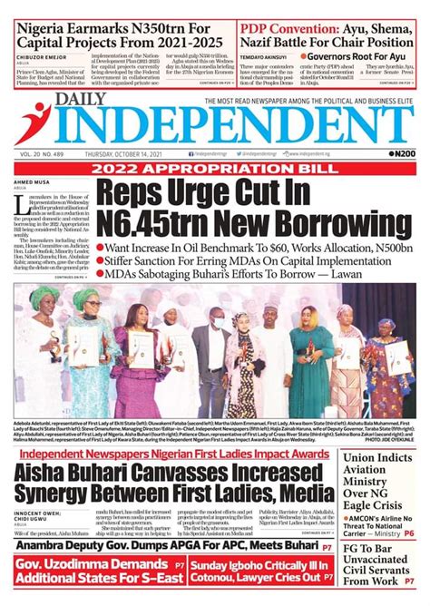 Newspaper Headlines Reps Fault New Borrowing To Fund 2022 Budget