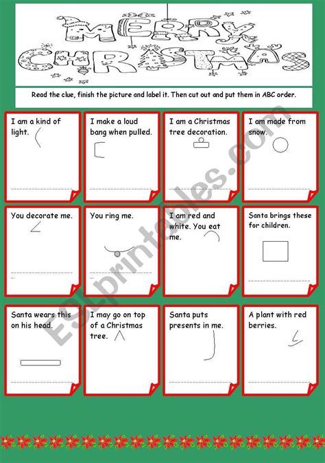 Christmas Esl Worksheet By Ritawi