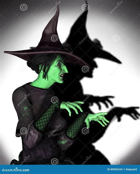 Green Witch Working Magic Stock Illustration Illustration Of Magician