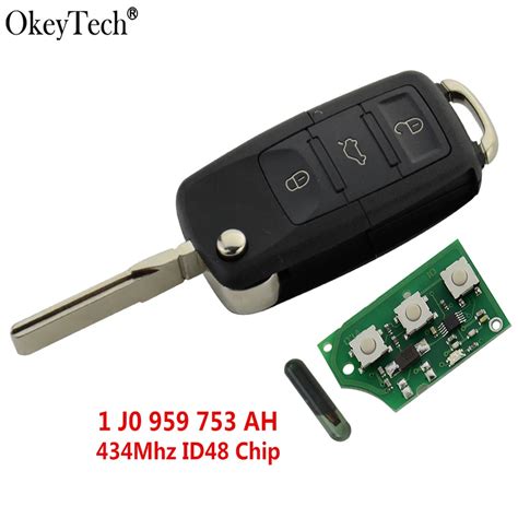 Okeytech 3 Button Remote Key Flip Folding 434Mhz ID48 Transponder Chip