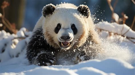 Premium AI Image | Giant Panda in Snow